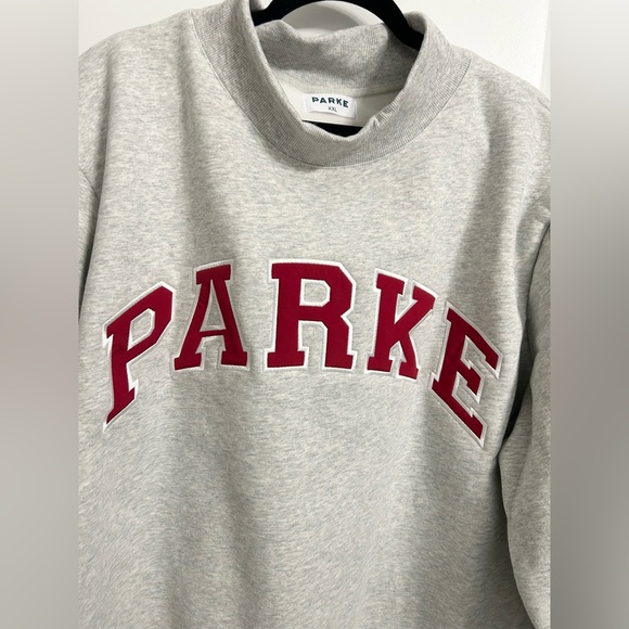 Parke Valentine's Varsity Mock neck - Classic Grey + Crimson - Picture 10 of 15